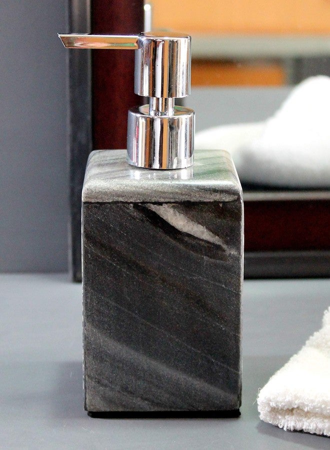 KLEO Soap/Lotion Dispenser - Made of Genuine Indian Marble - Luxury Bathroom Accessories Bath Set - Black/Grey - Image 1